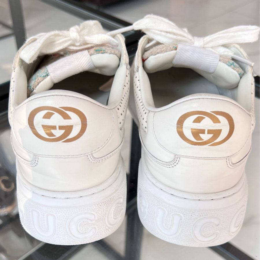 【Gucci古馳】5碼/39.5碼 白色字母刺繡 鴛鴦餅乾鞋 穿過幾次-3