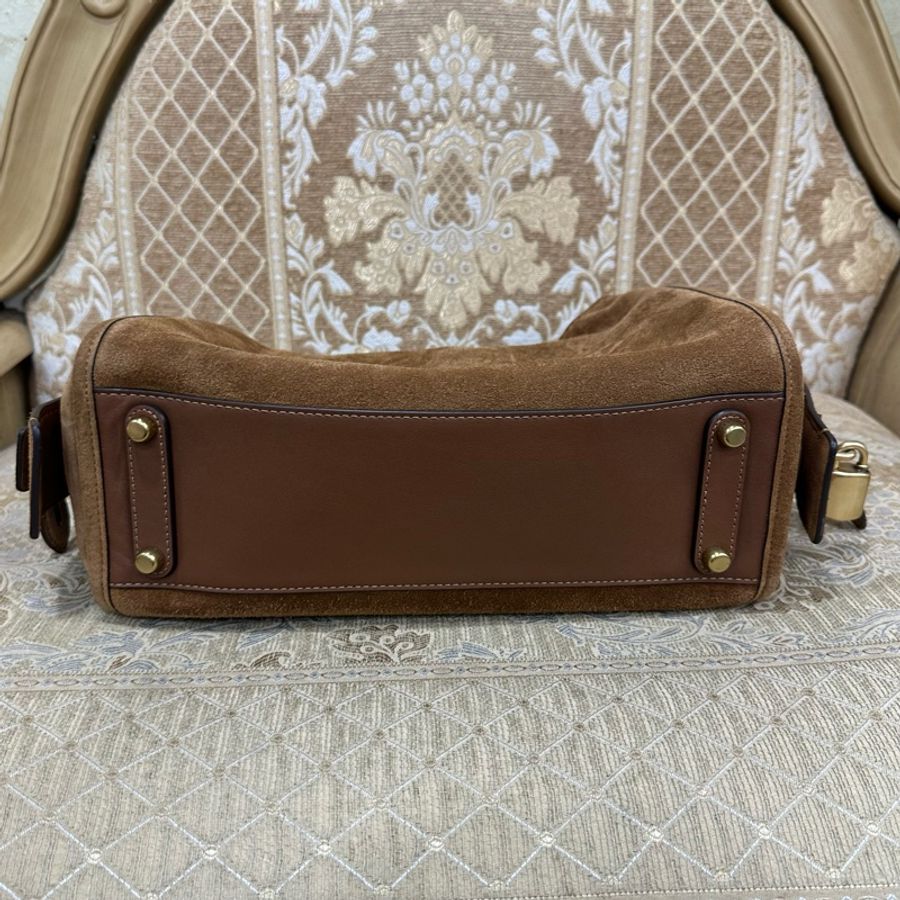Coach 咖麂皮拚咖牛皮金釦Rogue31手提肩斜背包-7