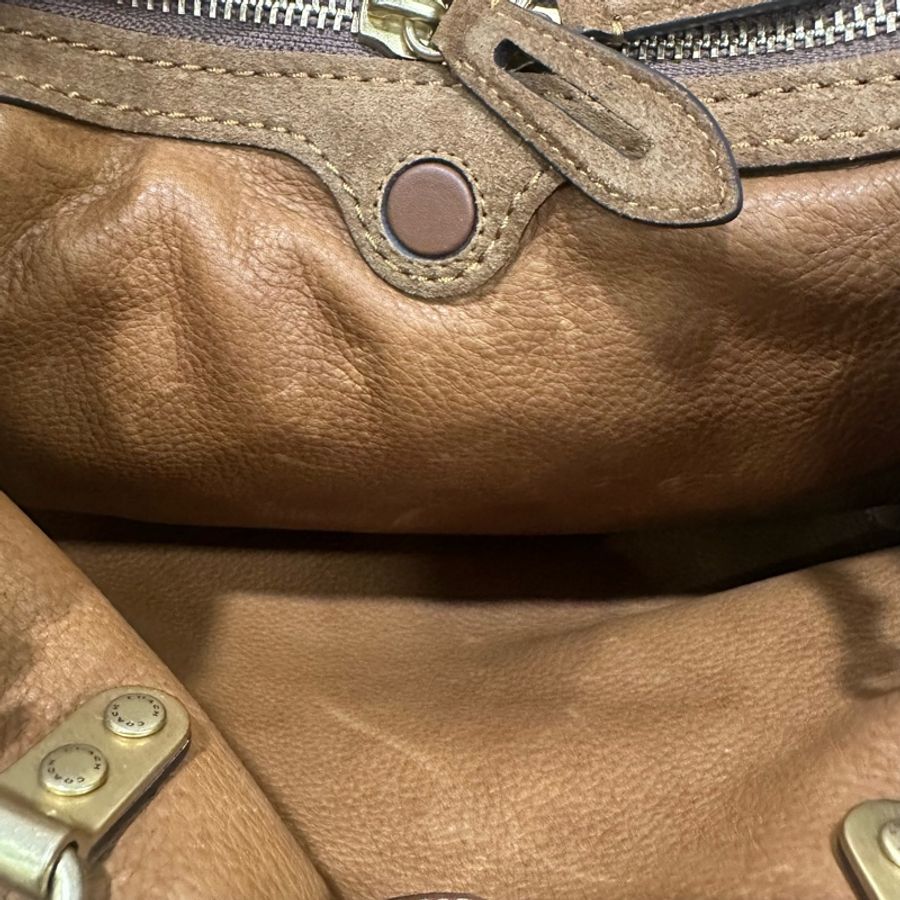 Coach 咖麂皮拚咖牛皮金釦Rogue31手提肩斜背包-14