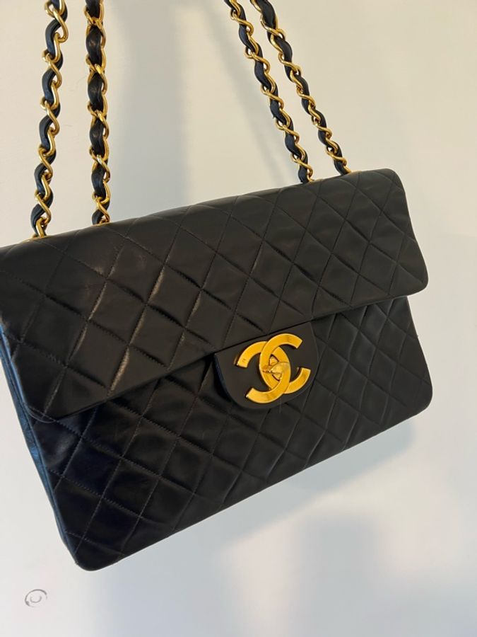 Chanel Vintage 34cm Jumbo Maxi 羊皮包-0