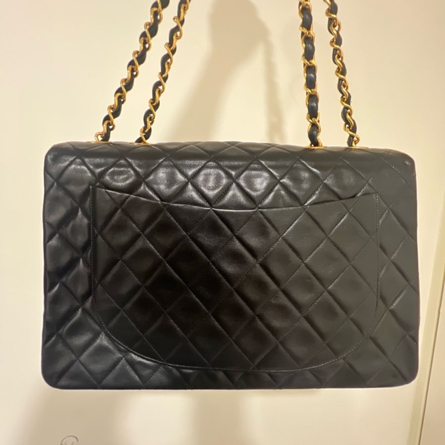 Chanel Vintage 34cm Jumbo Maxi 羊皮包-6