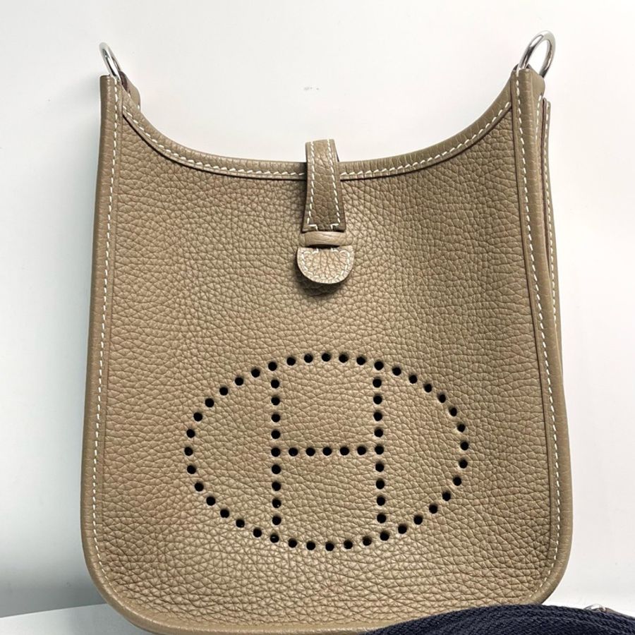 Hermes 愛馬仕 mini evelyne 伊芙琳 大象灰 銀扣 D刻 年份：19年-4