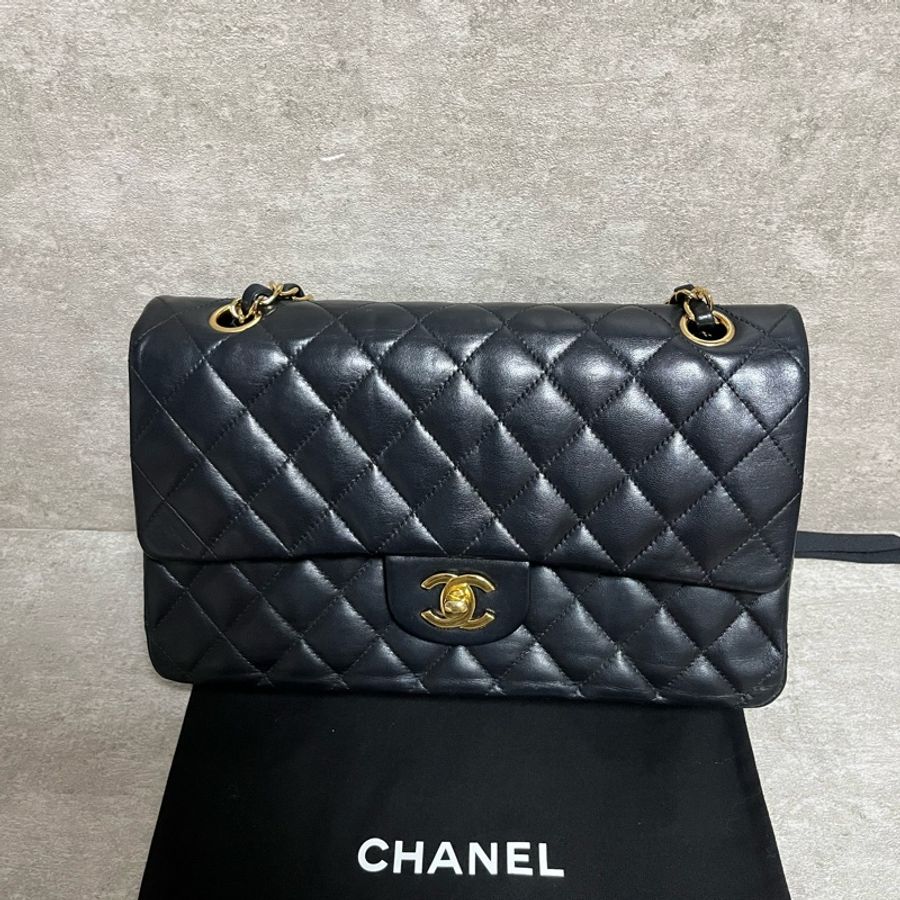 正品 Chanel cf經典黑金小羊皮-6