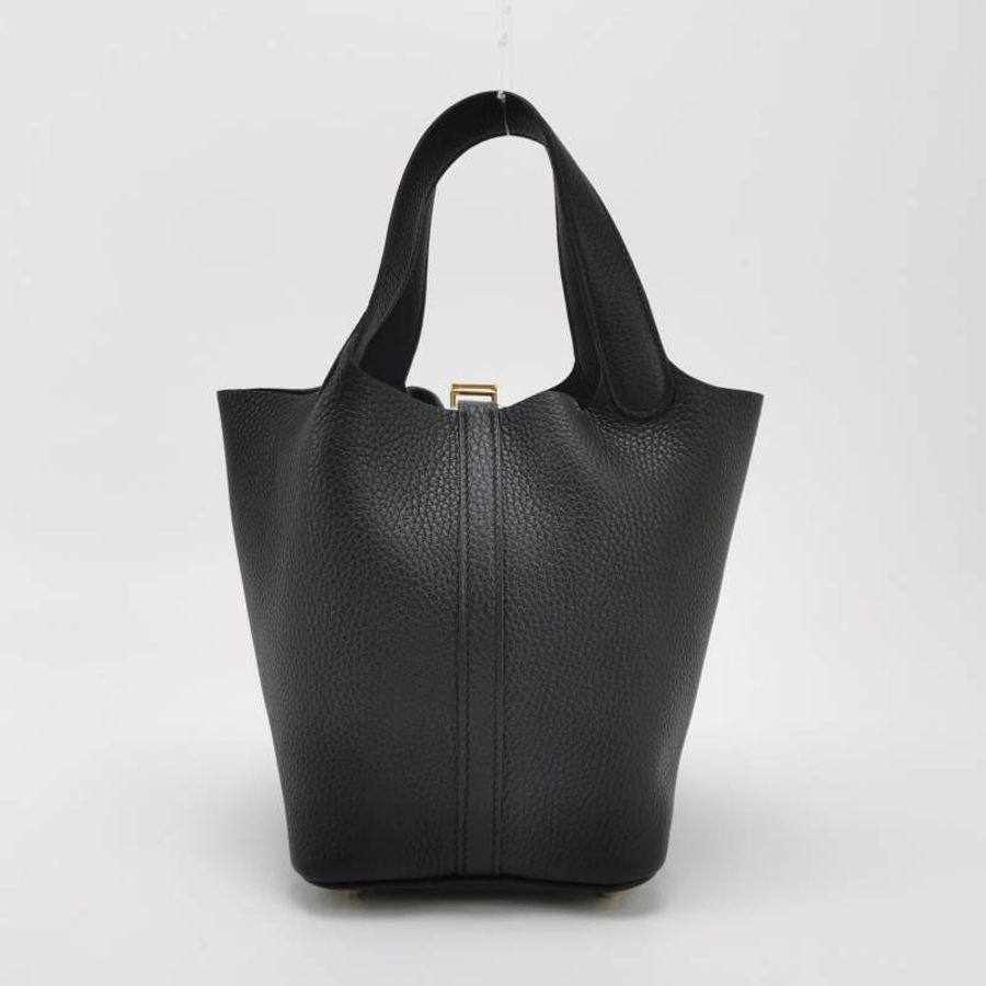 Hermes Picotin菜籃包18純色手提包Clemence（TC）牛皮金扣89黑色Z刻-4