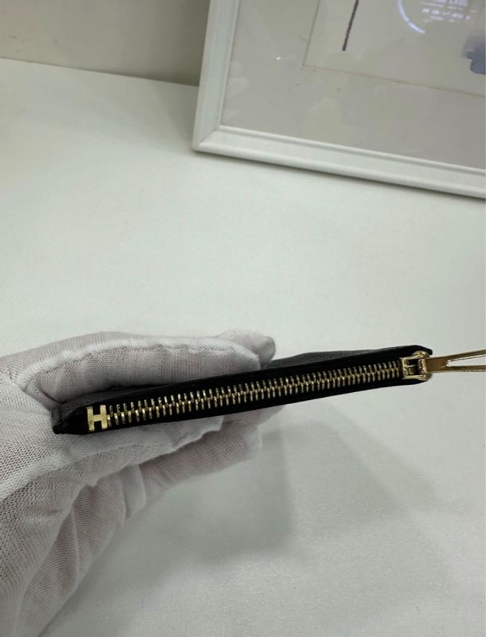 Hermes愛馬仕 roulis slim 黑金豬鼻子山羊皮零錢包 Z刻-9