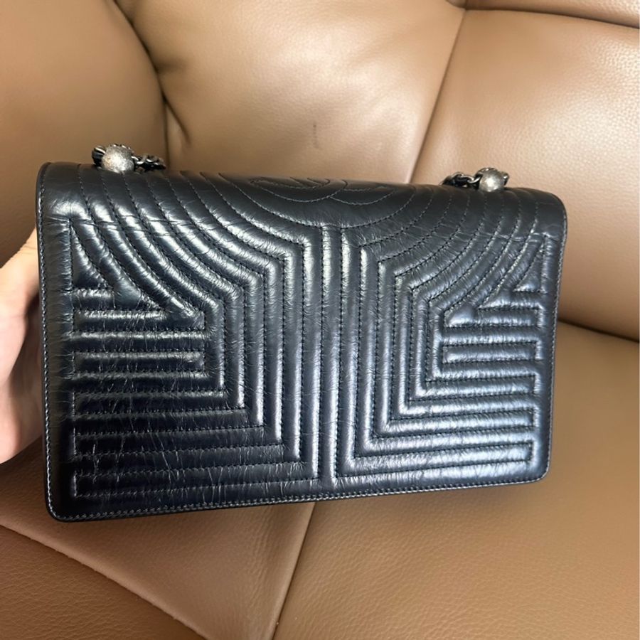 CHANEL/香奈兒 黑銀鏈條包斜挎包 21開-4