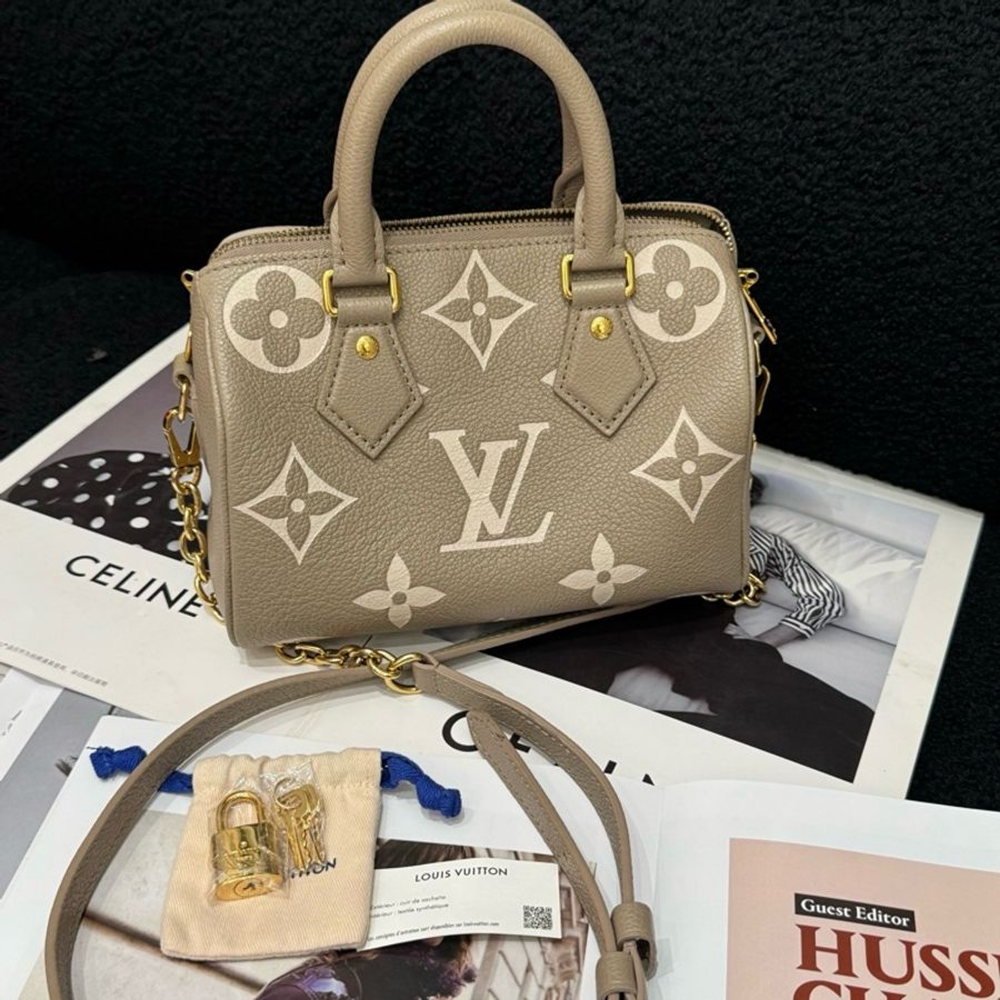 路易威登/Louis Vuitton Speedy20手提包斜挎包單肩包 大象灰 金扣-1