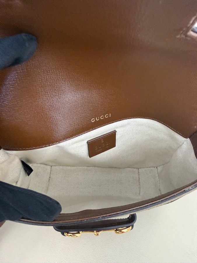 極新GUCCI Horsebit 1955 medium shoulder bag咖啡色1955系列小號斜背包658754-9