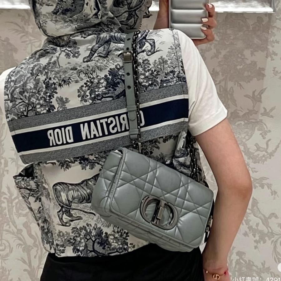 DIOR迪奧caro25cm中號高級灰閒置帶膜全新全配🈶購證專櫃13萬-4