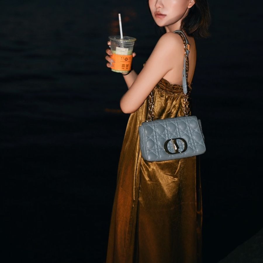 DIOR迪奧caro25cm中號高級灰閒置帶膜全新全配🈶購證專櫃13萬-27