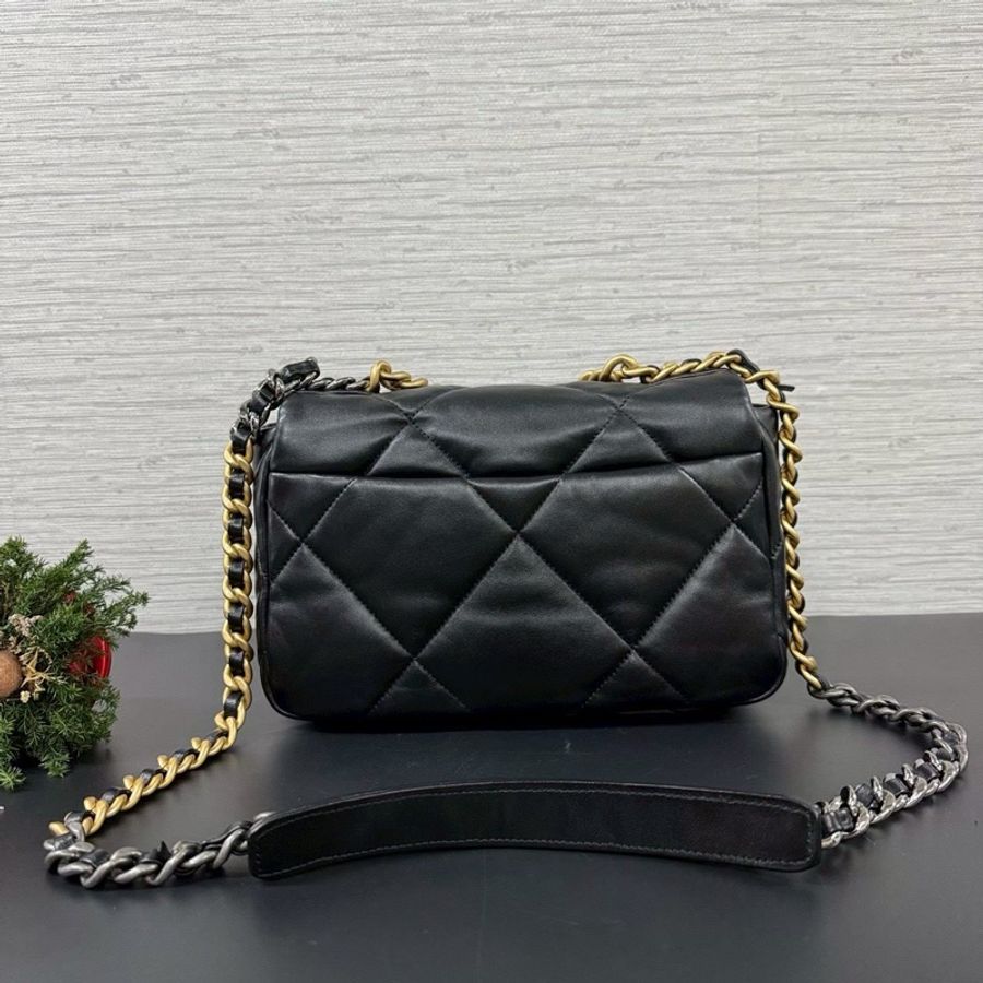 CHANEL 19 小號 26 黑/金/銀)肩帶包 晶片款💎-9