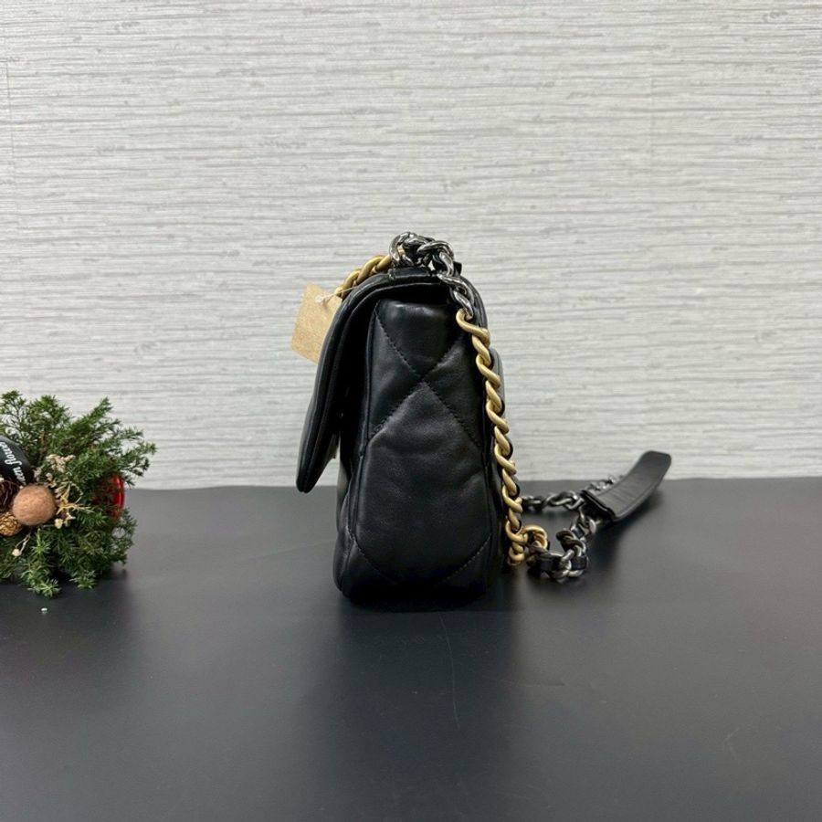 CHANEL 19 小號 26 黑/金/銀)肩帶包 晶片款💎-17