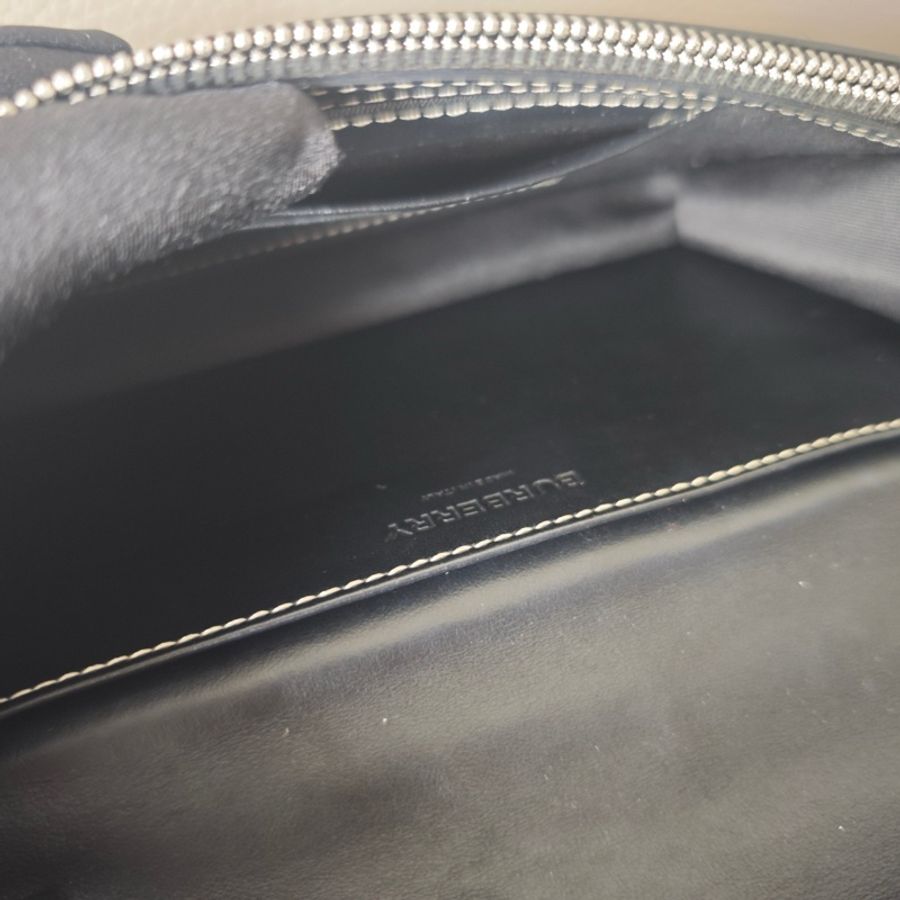 Burberry巴寶莉白色帆布拼皮信封單肩包-6