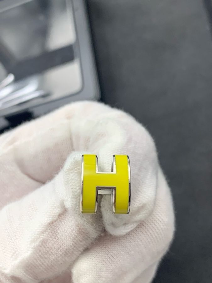HERMES愛馬仕青檸色白金 POP 小號H耳釘 🈚附件-5
