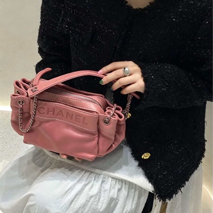 CHANEL香奈兒玫瑰粉字母小胖子金元寶肩背包👩🏻‍🚒-1