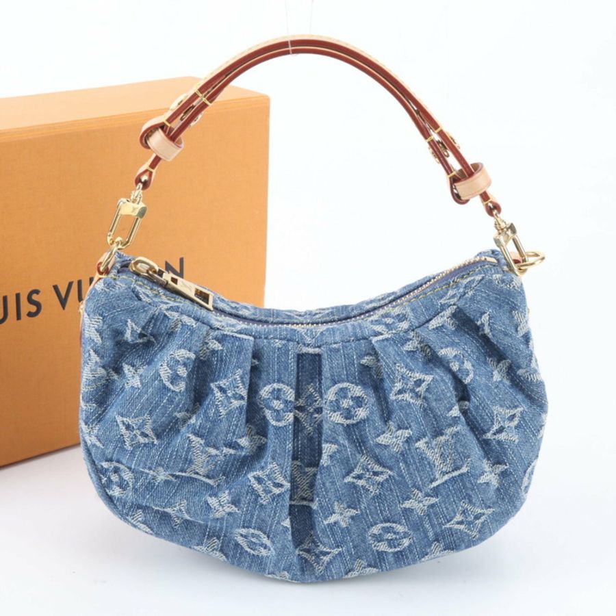 全新，路易威登 Monogram Denim Pochette Ballet M13571 女士雙肩包/手提包。-0