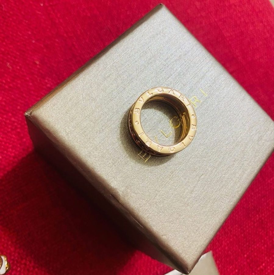 寶格麗BVLGARI 玫瑰金黑陶瓷戒指-7