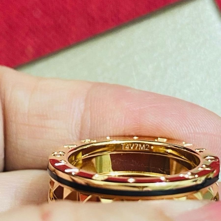 寶格麗BVLGARI 玫瑰金黑陶瓷戒指-13