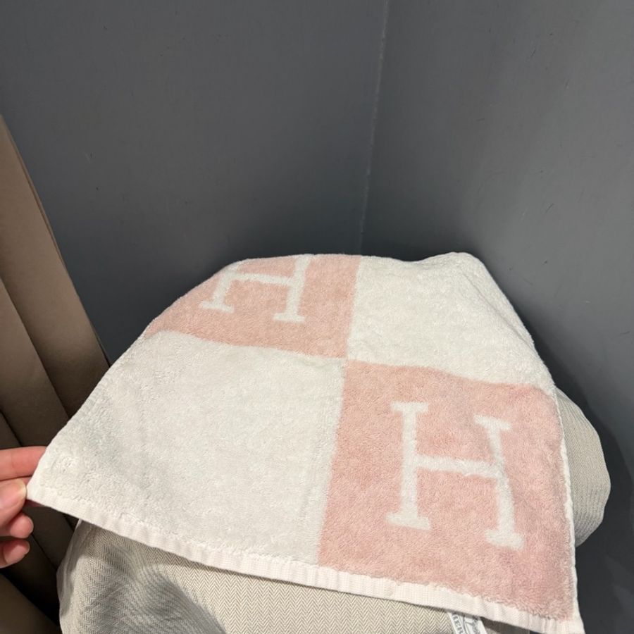 Hermes 愛馬仕 Avalon 毛巾 丁香粉 小浴巾-7