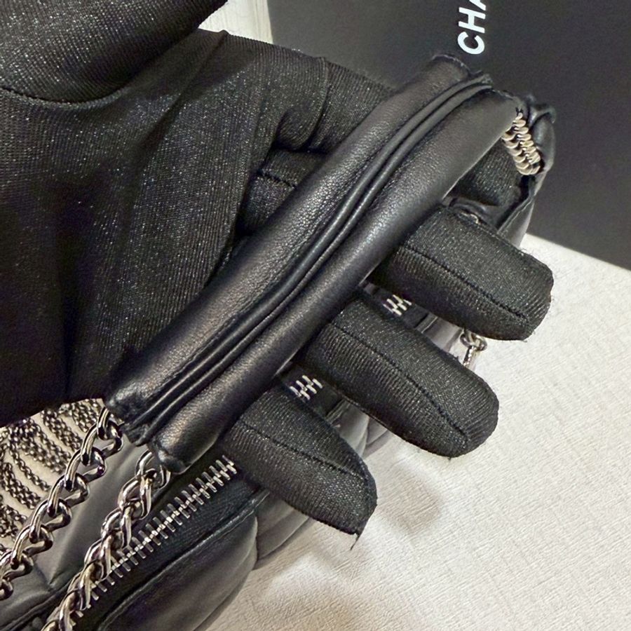 CHANEL香奈兒Vintage黑銀流蘇冰格HoBo包💈🪩-21