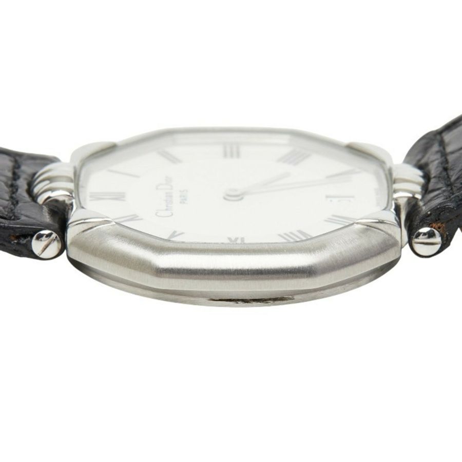 Dior 男士石英腕錶 D45-100 白色錶盤 不鏽鋼錶帶 皮革錶帶-3