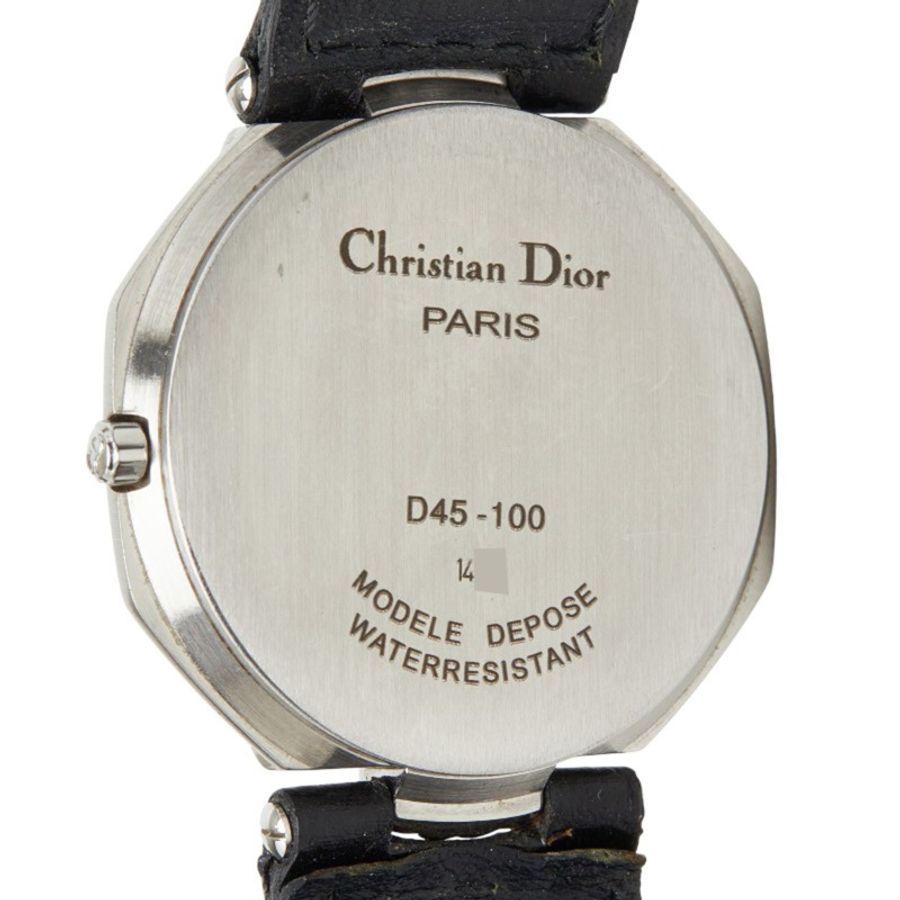 Dior 男士石英腕錶 D45-100 白色錶盤 不鏽鋼錶帶 皮革錶帶-4