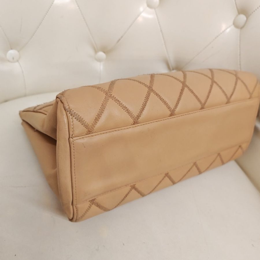 香奈兒/Chanel 卡其色外縫金扣菱格鏈條包-7