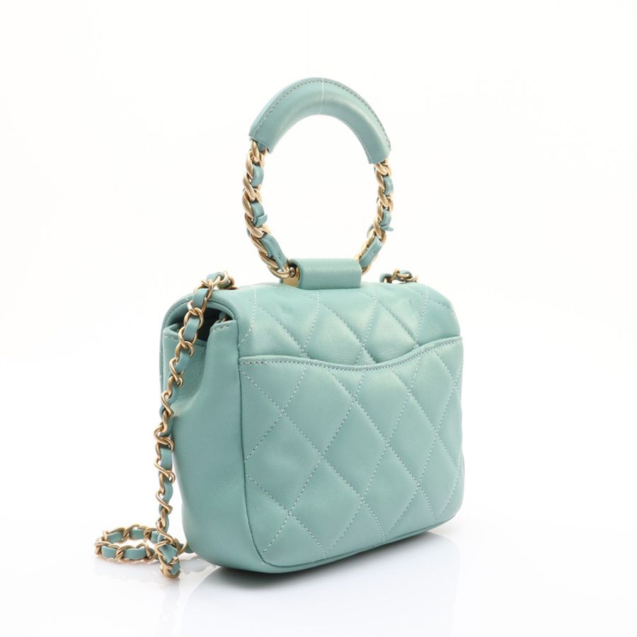 In The Loop Top Handle 兩用包 綠色 羊皮 金釦【CHANEL 香奈兒】-1