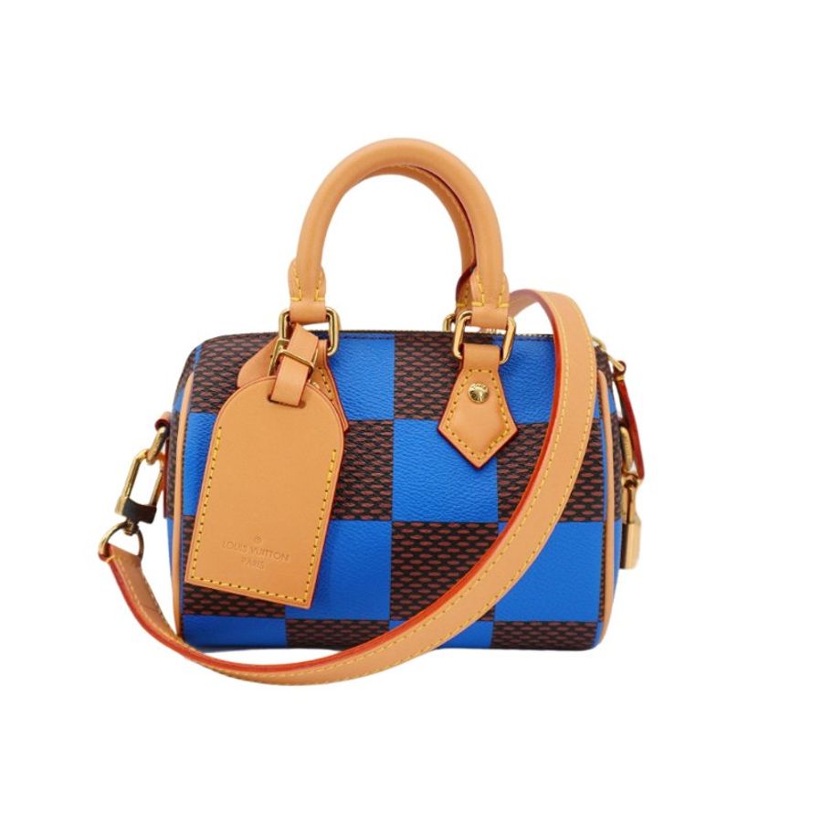 Louis Vuitton 展示品 Speedy 18 帆布手提斜背二用包(N40595-藍)-0
