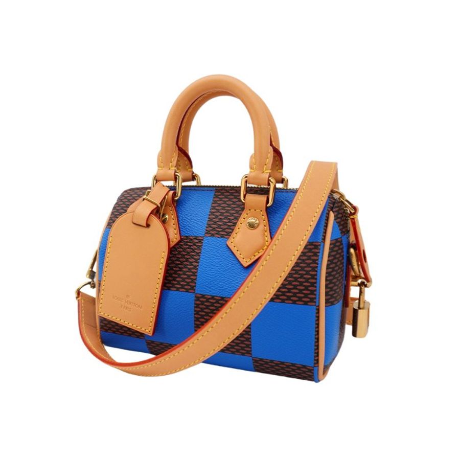 Louis Vuitton 展示品 Speedy 18 帆布手提斜背二用包(N40595-藍)-2