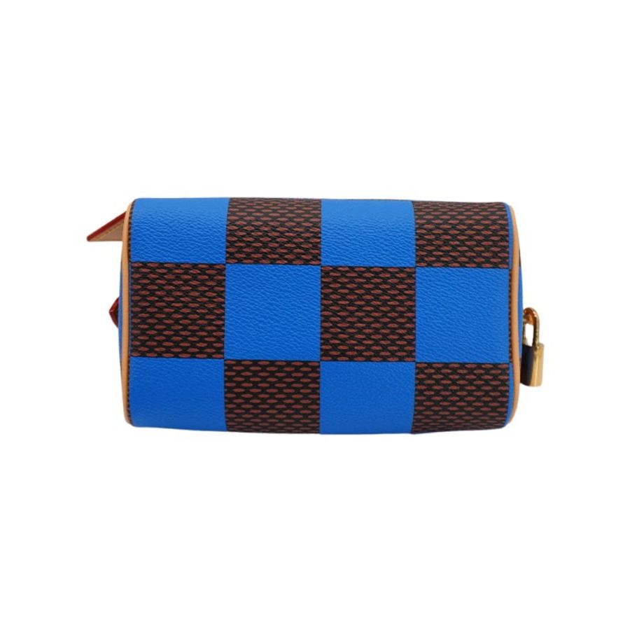 Louis Vuitton 展示品 Speedy 18 帆布手提斜背二用包(N40595-藍)-4