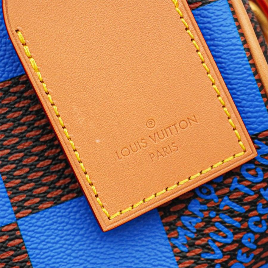 Louis Vuitton 展示品 Speedy 18 帆布手提斜背二用包(N40595-藍)-7