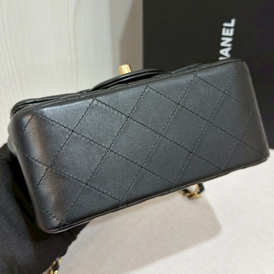 CHANEL香奈兒黑金方胖子芯片款全配📍購證-16