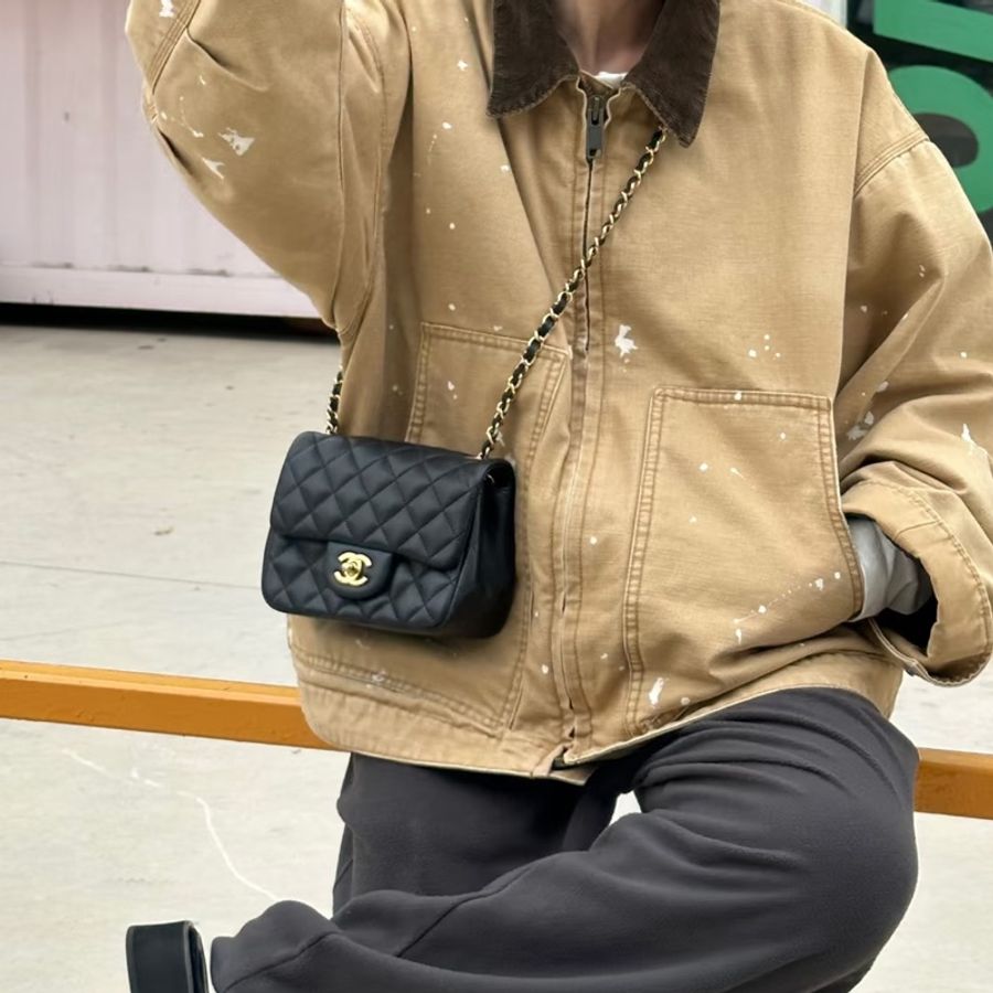 CHANEL香奈兒黑金方胖子芯片款全配📍購證-36