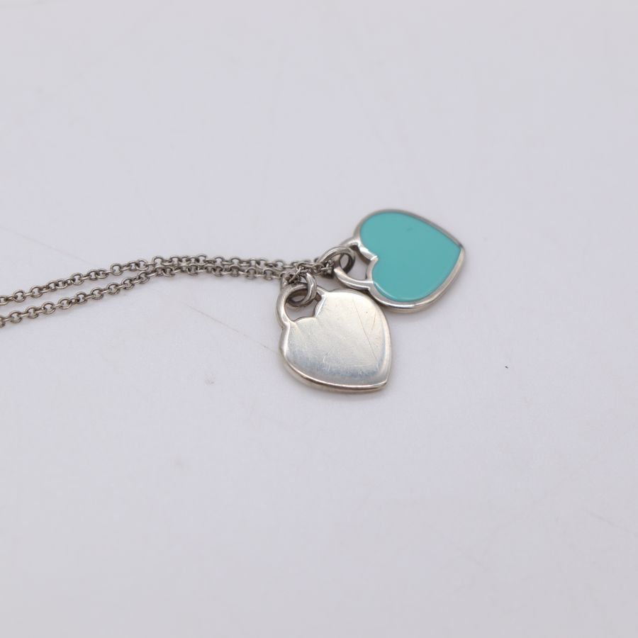 Tiffany & Co. 蒂芙尼 心心相映 925銀 雙愛心吊墜項鍊-2