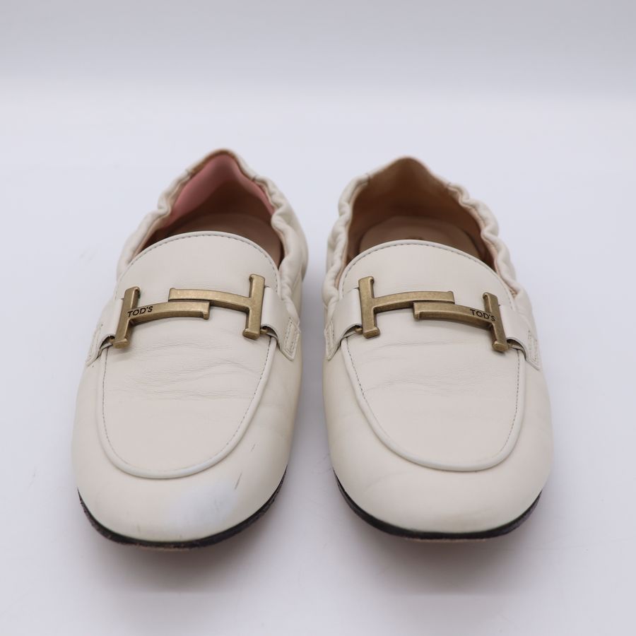 Tod's CASSETTA 白色牛皮 鬆緊帶 休閒 平底鞋 EU39-1