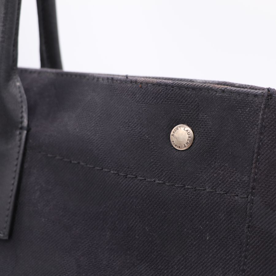 YSL  黑色帆布 迷彩 拼皮 手提包 購物包 托特包【Saint Laurent 聖羅蘭】-6