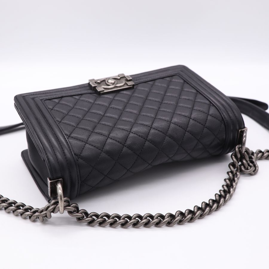 Chanel 香奈兒 Leboy 中型 25cm 牛皮 銀扣 鏈條包 單肩包 斜挎包-7