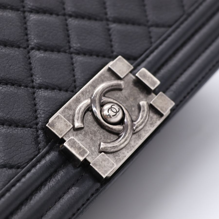 Chanel 香奈兒 Leboy 中型 25cm 牛皮 銀扣 鏈條包 單肩包 斜挎包-12