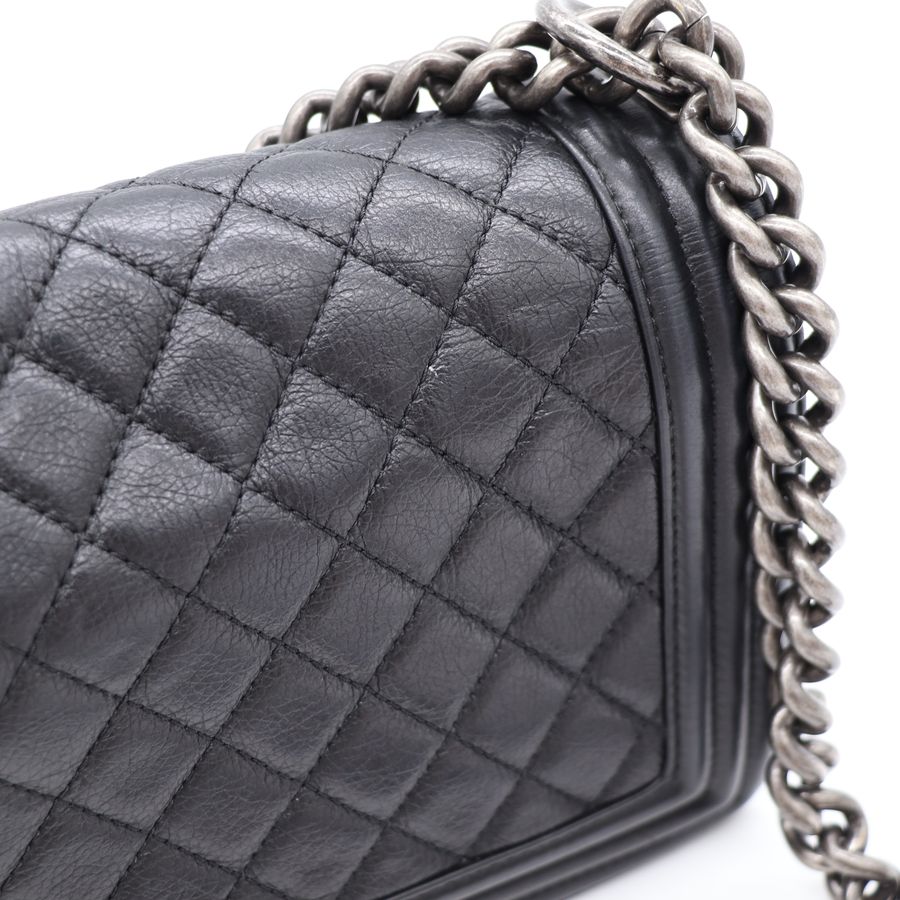Chanel 香奈兒 Leboy 中型 25cm 牛皮 銀扣 鏈條包 單肩包 斜挎包-17