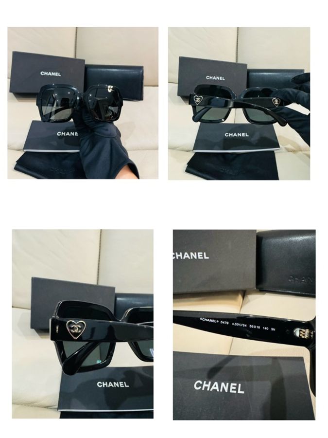 Chanel 愛心黑框墨鏡-4