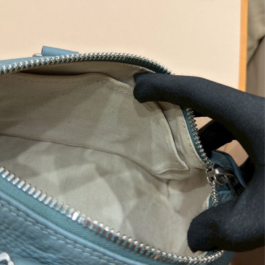 摩登紳士風🈶購證💎Lv路易威登霧霾青藍全牛皮keepall25保齡球包手提單肩斜挎包-15