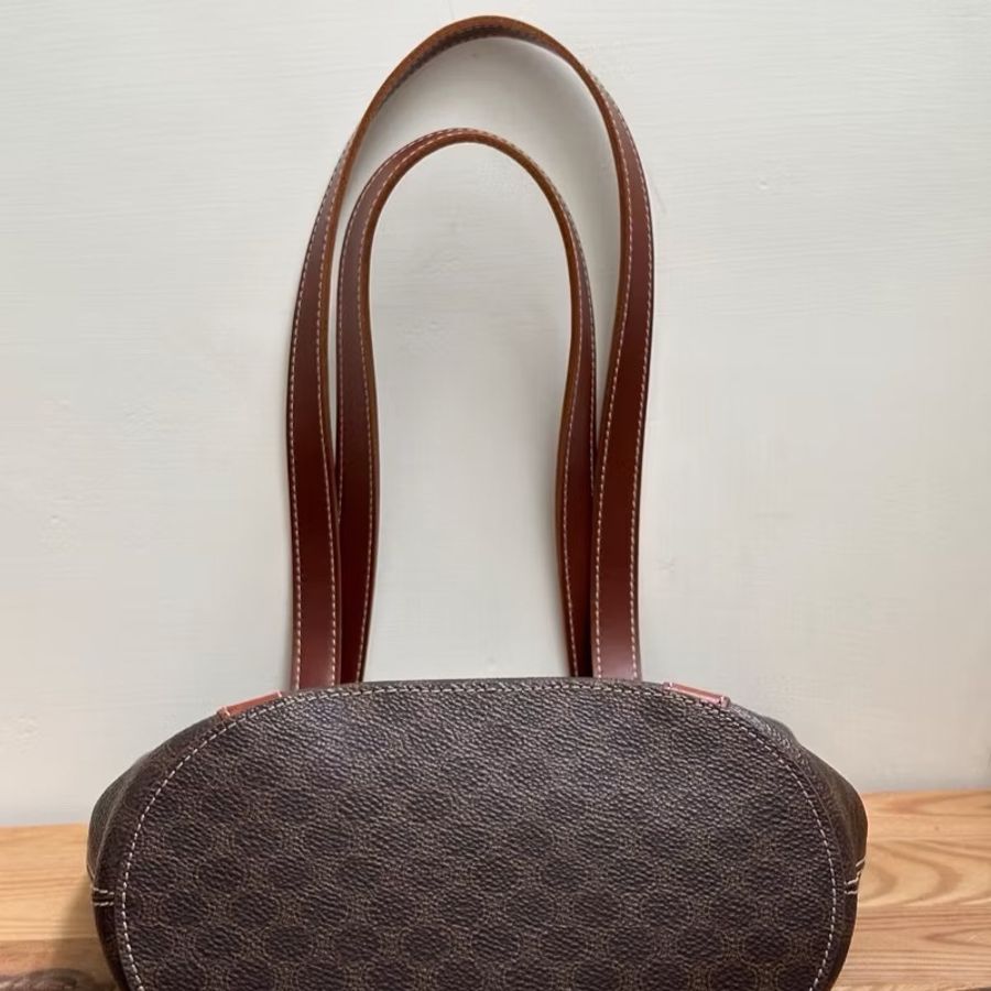 【現貨秒出】Vintage Celine Triomphe 凱旋門經典深色老花手提肩背包 / 側背包-3