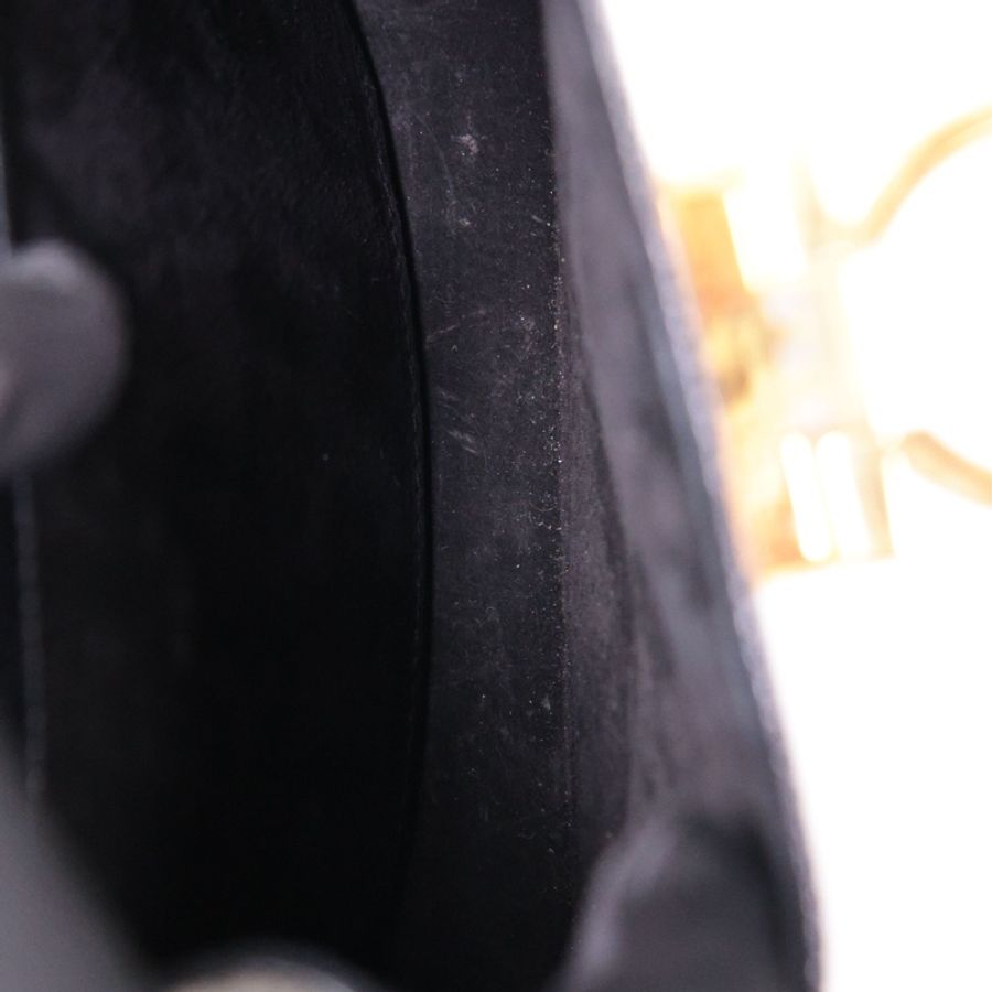 Ferragamo博物馆系列黑金蜥蜴皮马蹄扣手提包单肩包-27