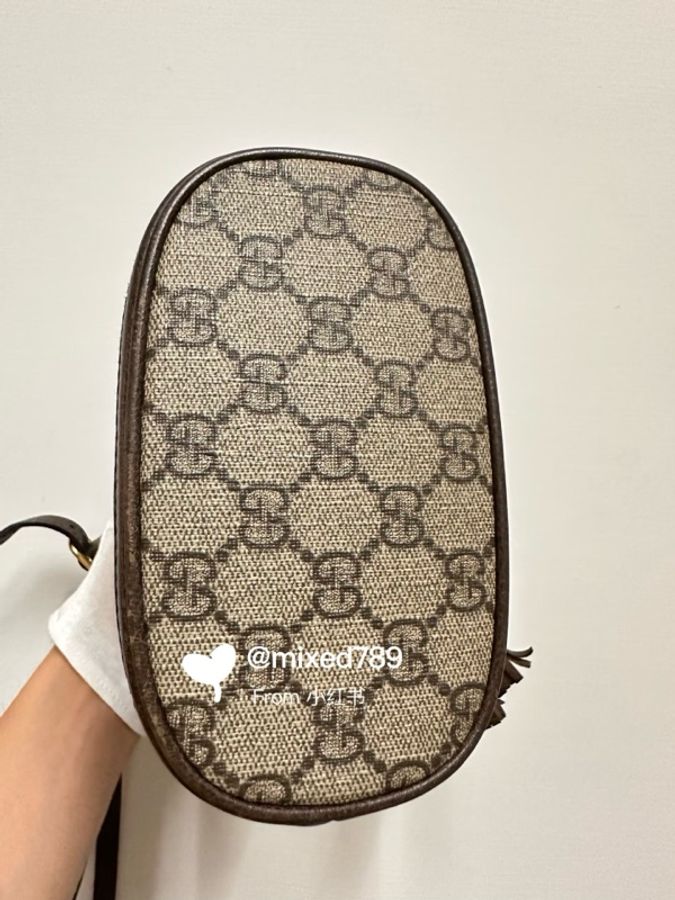 GUCCI 古馳經典OphidiaGG印花帆布迷你水桶包-5