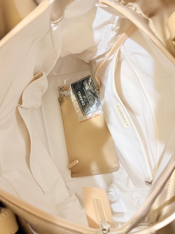 CHANEL 香奈兒 肩背 手提 兩用托特包 很美很美的香檳金🥂媽媽包 日用包 輕旅行-7