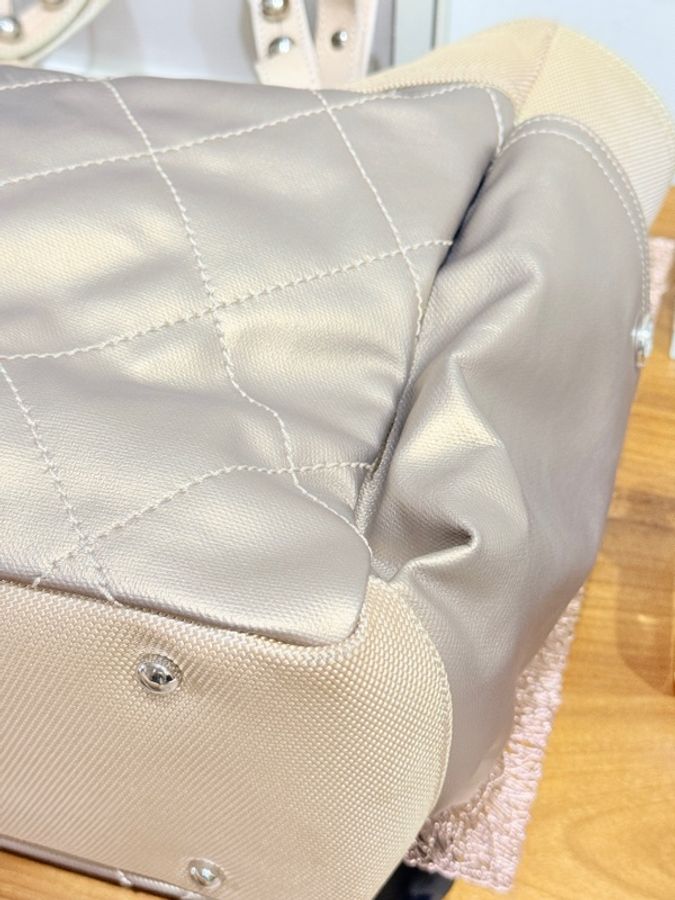 CHANEL 香奈兒 肩背 手提 兩用托特包 很美很美的香檳金🥂媽媽包 日用包 輕旅行-32