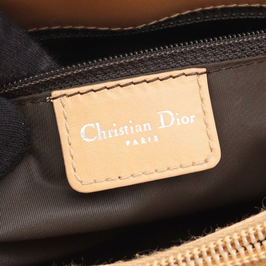 Dior Trotter 手提包，帆布皮革，棕色/米色，二手女款-3