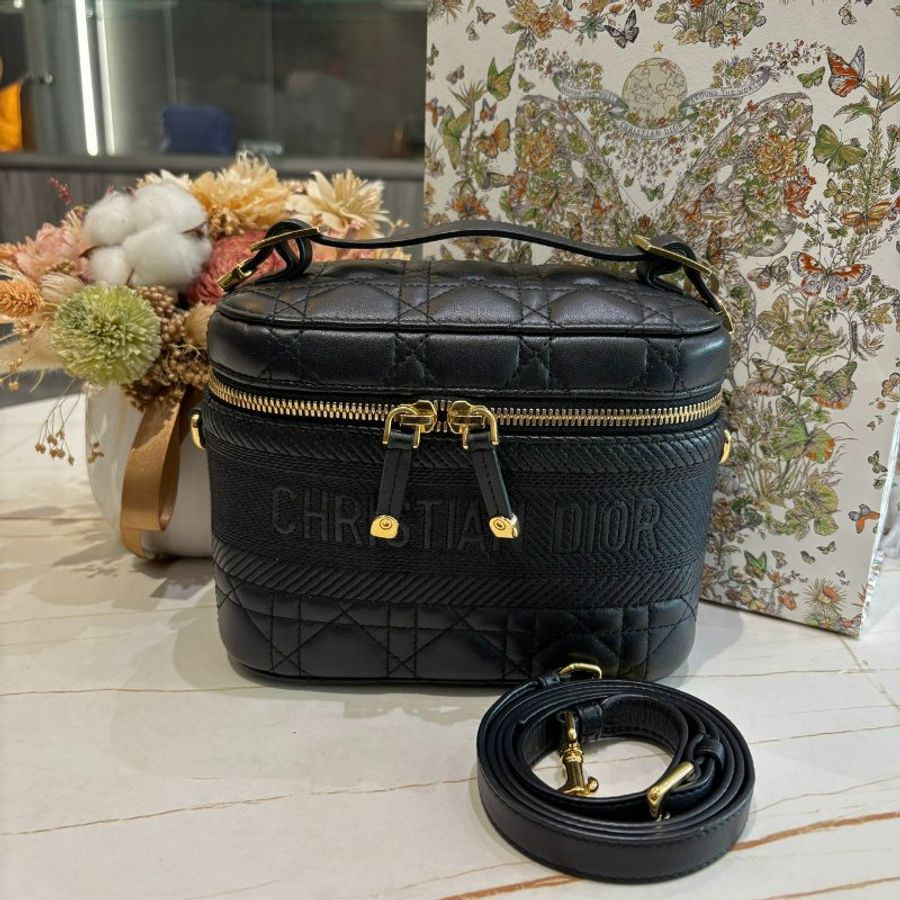 *SHIHNA名牌精品*Dior Travel Vanity 金釦手挽肩背兩用袋-0