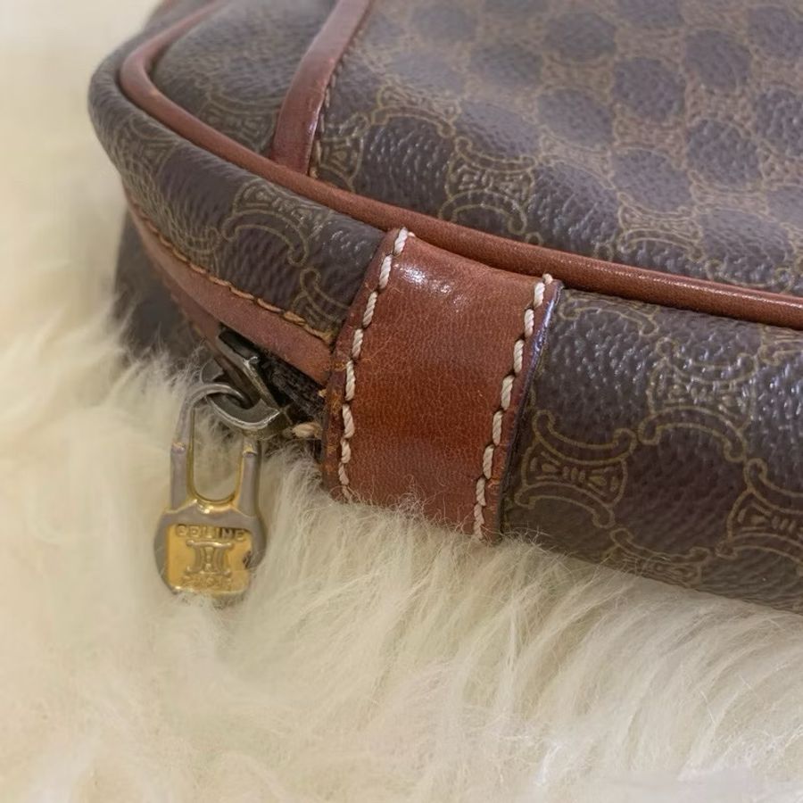 【現貨秒出】 Vintage Celine 凱旋門經典深色老花手拿包 / 盥洗包 / 化妝包 ｜義大利製-5